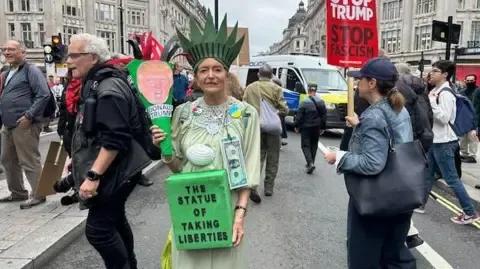 Thousands Demonstrators Gather in Central London to Denounce Donald Trump's Official UK Trip